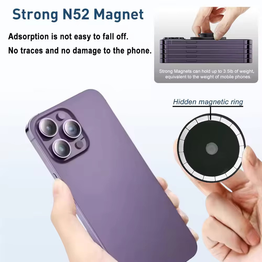 Grippopso Magnetischer Handy-Griffhalter in Transparent, zusammenklappbarer Ring-Finger-Erweiterungsständer und Sockel-Unterstützung für iPhone 16, 15, 14, 13 - Bild 2