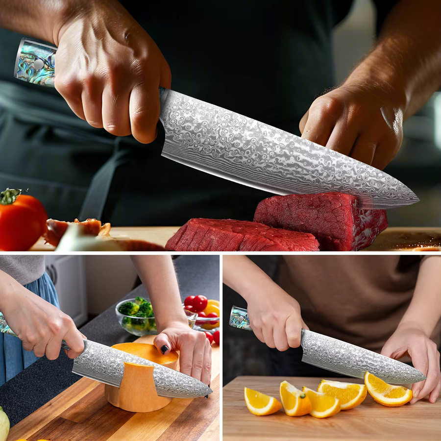 SAEIV Kochmesser aus Edelstahl mit buntem Griff aus Schalenmaterial - Bild 6