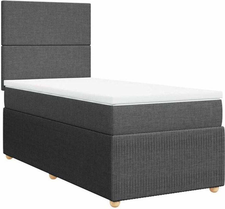 vidaxl Boxspringbett mit Matratze aus Stoff in Dunkelgrau, B/T/H: 200 x 100 x 140,5 cm - Bild 1