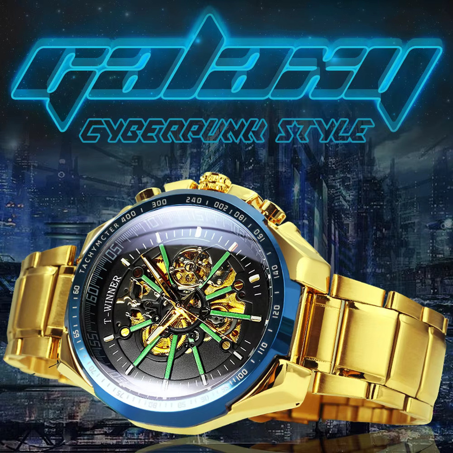 WINNER Automatik-Armbanduhr, Edelstahl, Schwarz, Herren - Bild 2