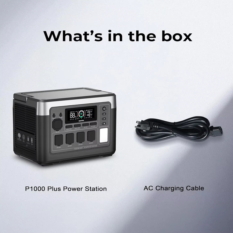 OUKITEL P1000E PLUS Tragbare Powerstation 1800W mit 1024Wh LiFePO4-Akku Solargenerator in Grau - Bild 6