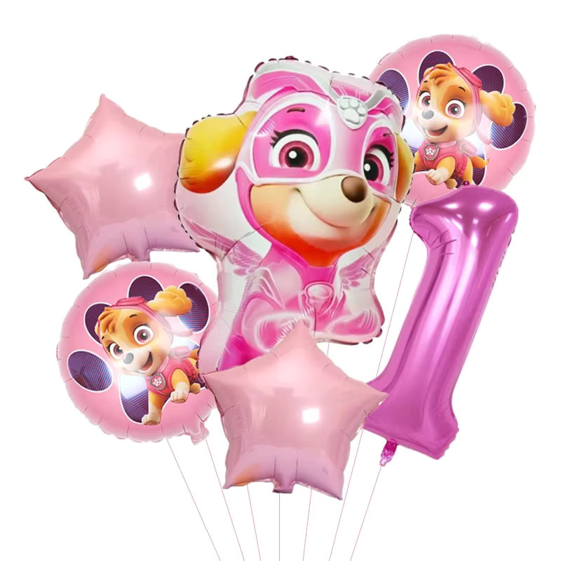 Paw Patrol Ballon Set mit Chase und Skye für Kindergeburtstage, 6 Stück - Bild 2