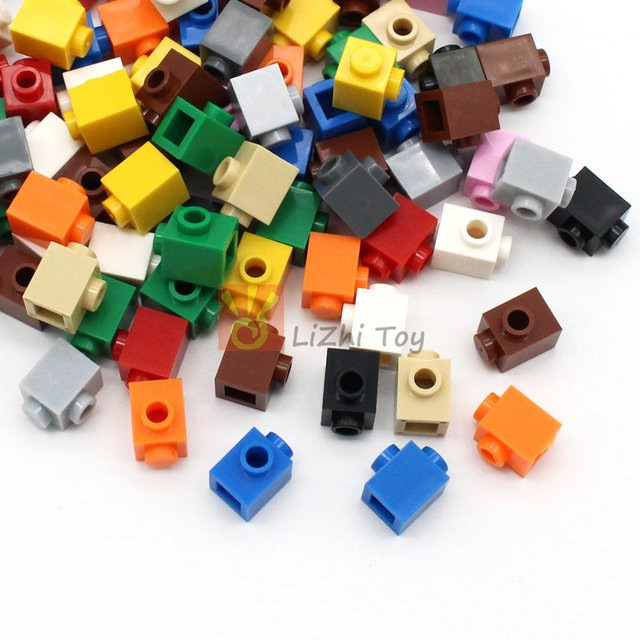 jile MOC 87087 Ziegel modifiziert 1x1 mit Bolzen auf der Seite, Baustein Zubehör, 100-teiliges Set, Schwarz, Bunt / Mehrfarbig - Bild 1