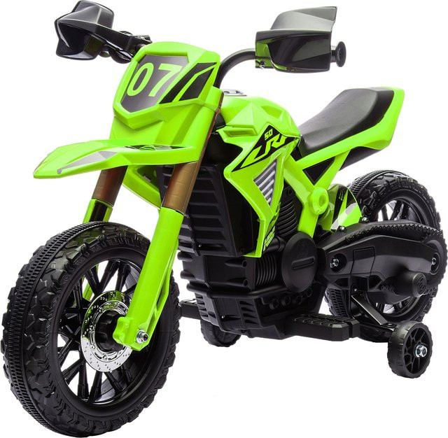 AIYAPLAY Kinder Elektro-Motorrad mit Stützrädern, Grün, ab 3 Jahren - Bild 1