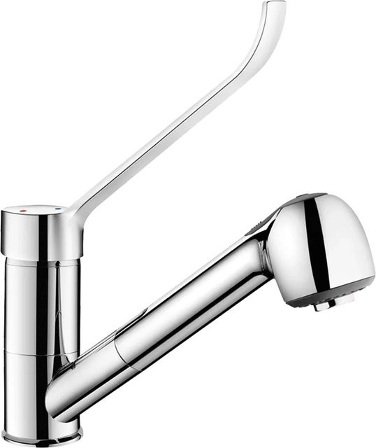 Delabie EHM med Einhebelmischer mit Schwenkauslauf, Auszugbrause und Hygienehebel in Chrom - Bild 1