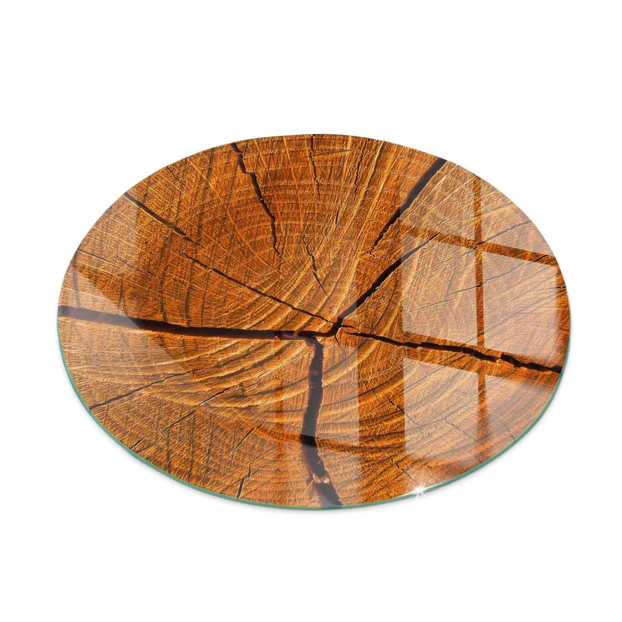 Tulup Glasplatte für Kamin in Holzmaserung Orange, Rund, Durchmesser: 50 cm, Dicke: 5 cm - Bild 2