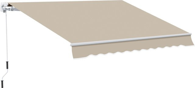 Outsunny Gelenkarmmarkise mit Handkurbel zur Wandmontage, Breite: 400 cm, Farbe: Weiß/Beige - Bild 1