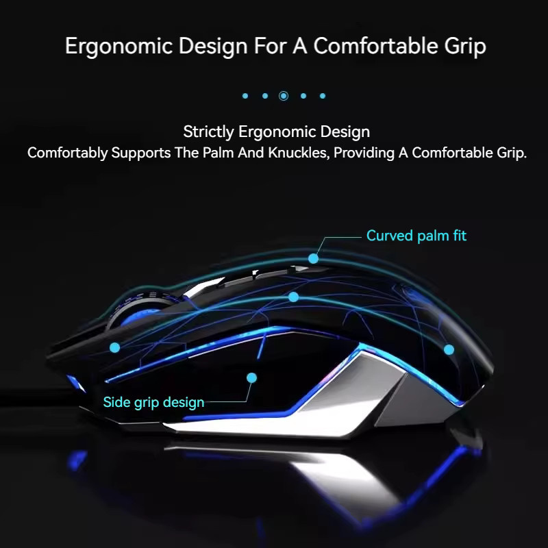 AULA S50 Gaming-Maus mit RGB-Hintergrundbeleuchtung, 6 programmierbare Tasten und 4 einstellbaren DPI, kabelgebunden, in Schwarz oder Weiß - Bild 3