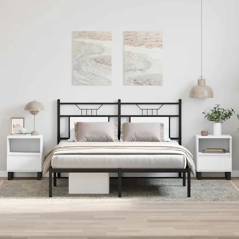 Vidaxl Nachttische im 2er-Set, Weiß, Modernes Design aus Holzwerkstoff und Metall, B/T/H: 40 x 35 x 50 cm - Bild 1