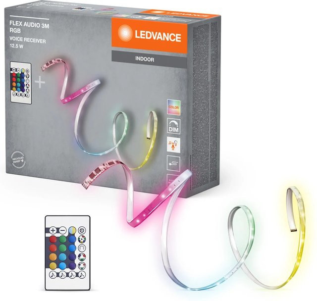 Ledvance LED-Streifen Flex Audio RGBW mit Fernbedienung, Multicolour, 12,5 W, Länge: 300 cm - Bild 1