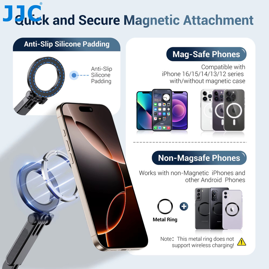 JJC Magnetische Kaltschuh-Telefonhalterung in Schwarz für iPhone, Samsung, DJI Osmo Action und GoPro Kameras - Bild 6