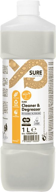 Diversey SURE Cleaner & Degreaser Umweltfreundlicher konzentrierter Fettlöser und Bodenreiniger Gelb 1 l 6er Pack - Bild 1