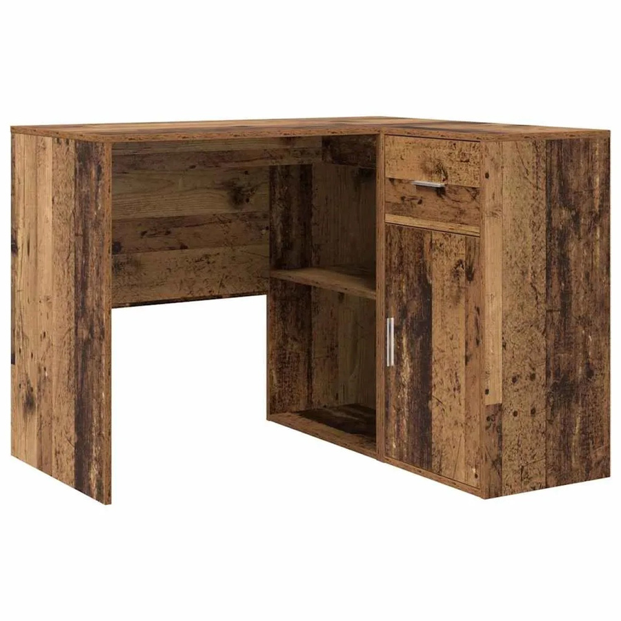 vidaXL Eckschreibtisch mit Tür in Altholz-Optik, braun, B/T/H: 102 x 50 x 75 cm - Bild 2