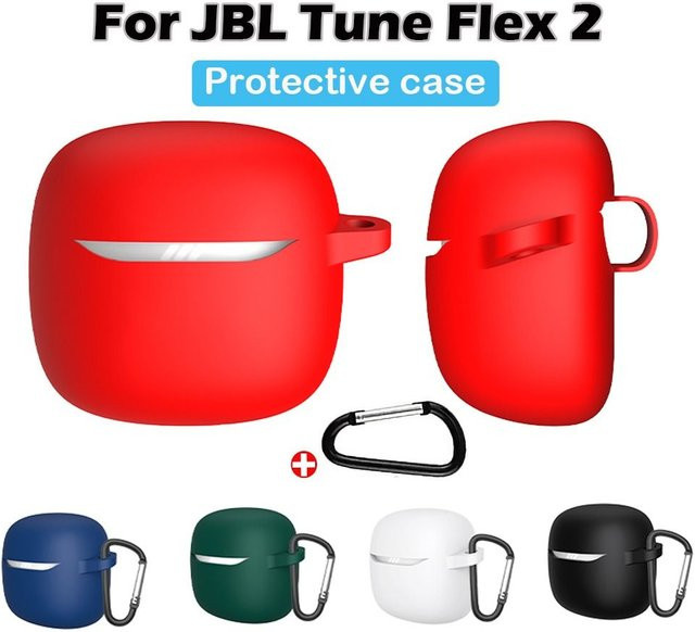 Stoßfeste Silikon-Kopfhörerhülle mit Haken für JBL Tune Flex 2 in Rot - Bild 1