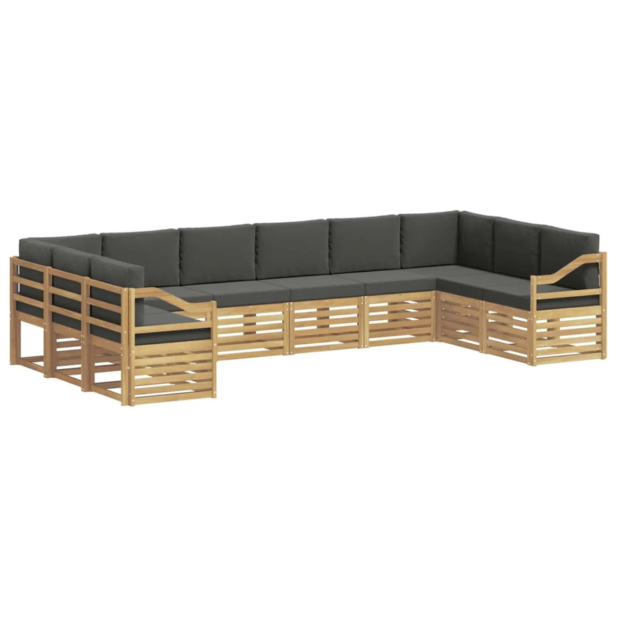 vidaXL Ecksofa Set aus 10 Teilen in Weiß und Anthrazit mit Akazienholz-Gestell und Polsterkissen B: 363 cm, T: 185,5 cm, H: 73 cm - Bild 2