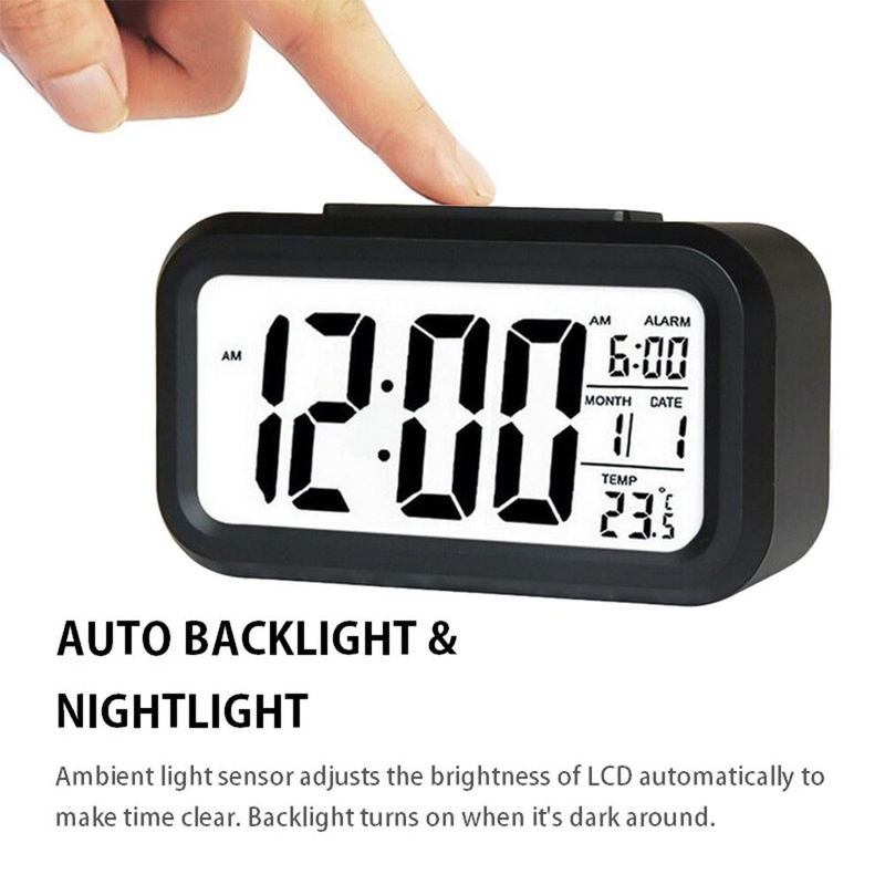 Tooarts Digitaler Wecker mit Datumsanzeige, Thermometer und Beleuchtung, rechteckig, Weiß - Bild 10