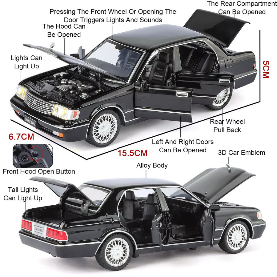 MAKEDA Krone Modell Miniatur Spielzeugauto, Maßstab 1:32, mit Licht und Sound, Metall - Bild 5
