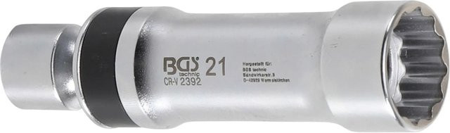 BGS Zündkerzen-Gelenkeinsatz Zwölfkant mit Haltefeder, Antrieb Innenvierkant 3/8 Zoll, SW 21 mm, Silber - Bild 2