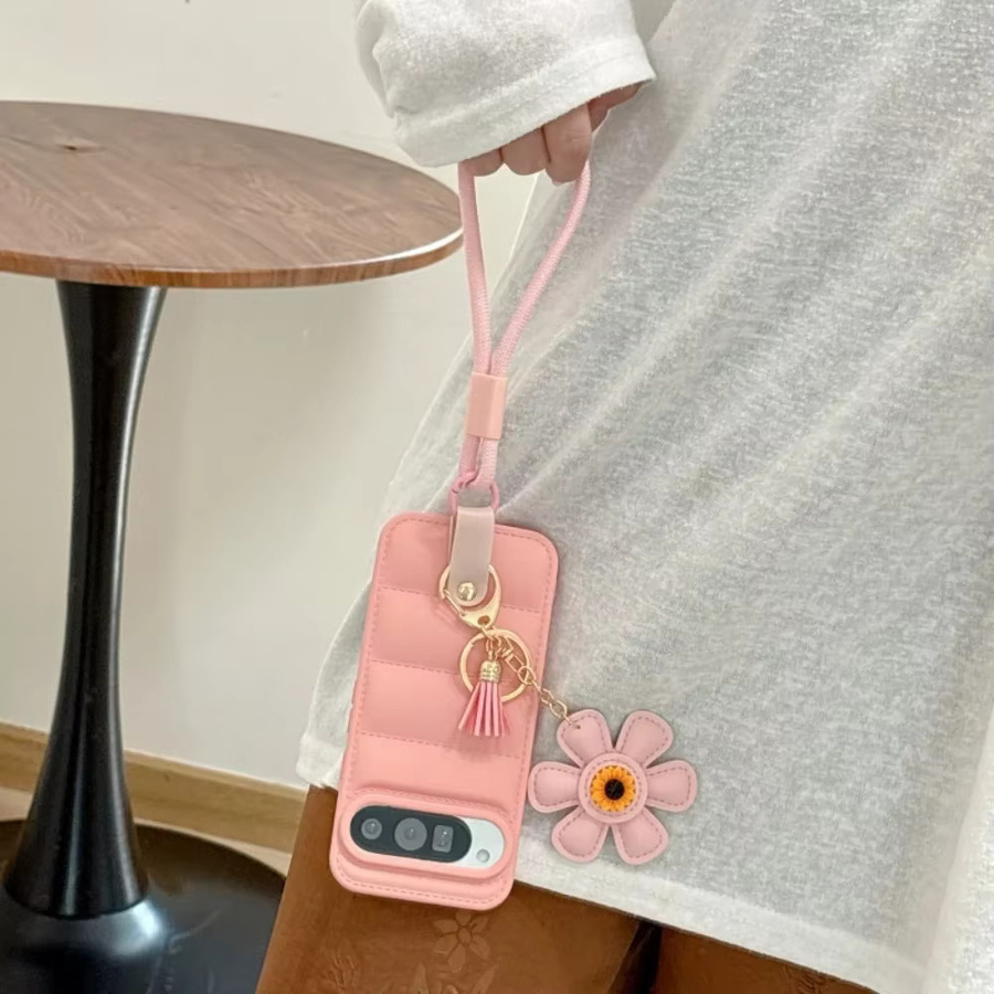Google Pixel Handyhülle mit Cartoon-Sonnenblumen-Design und Lanyard-Handschlaufe in Schwarz, weiche TPU-Abdeckung für Pixel 5, 6, 7, 8, 9, 10 Pro und weitere Modelle - Bild 2