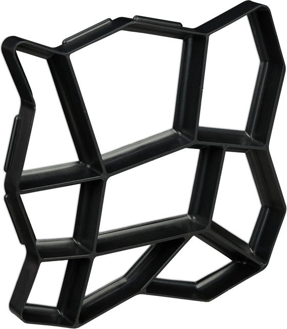 Relaxdays Pflasterform aus Kunststoff in Schwarz, wiederverwendbar, B/T/H: 42 x 42 x 4 cm, 1 kg - Bild 1