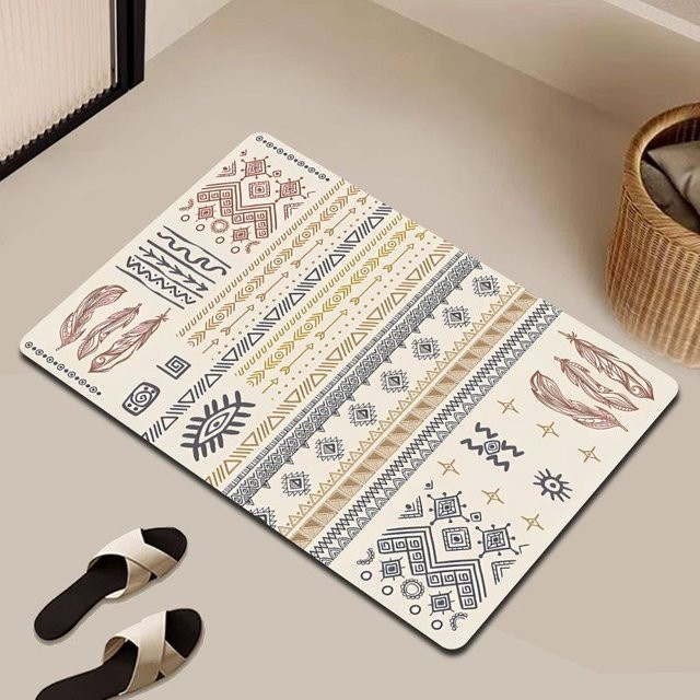 Minimalistische Kieselgur Bodenmatte für Badezimmer und Eingangsbereich, Weiß, B/T: 80 x 50 cm - Bild 1
