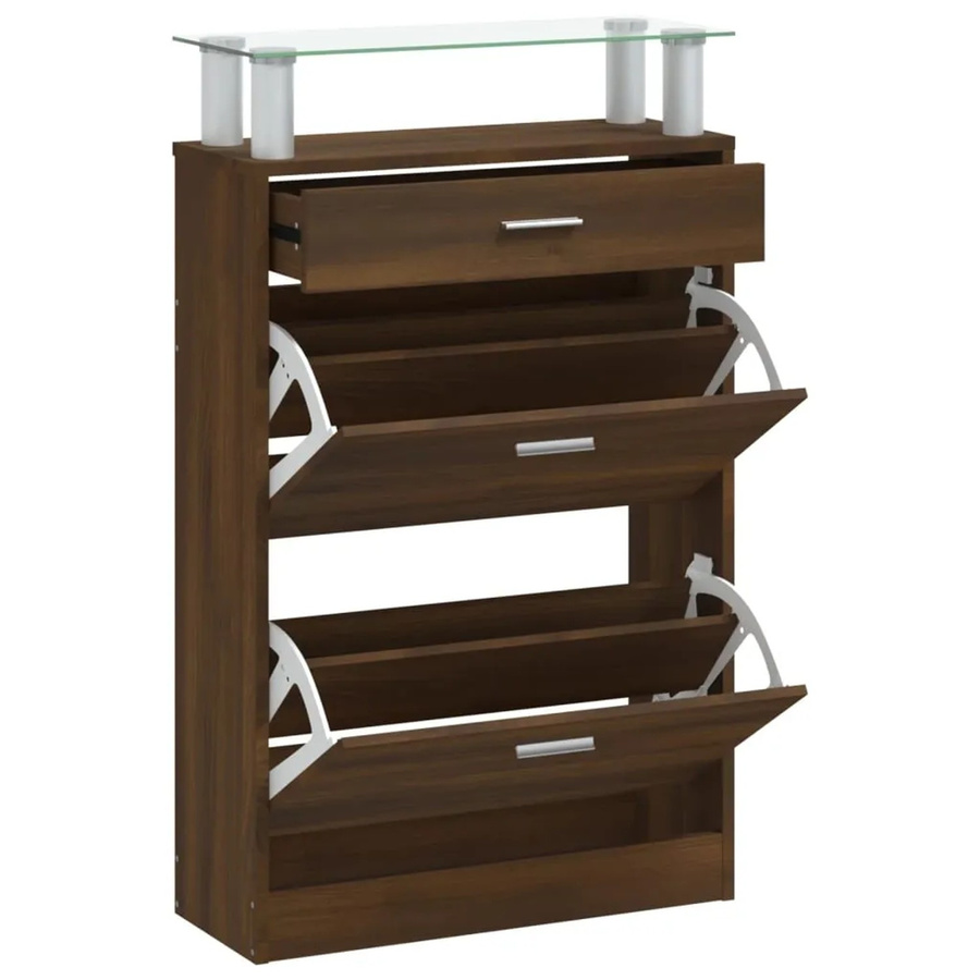vidaXL Schuhschrank Eichen-Optik Braun, Wandmontage, Modernes Design, B/T/H: 63 x 24 x 104 cm - Bild 2