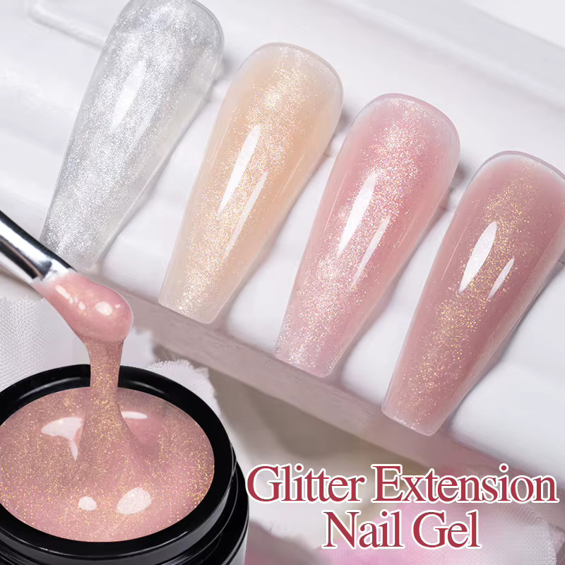 PUENTE Glitzer-Verlängerungsgel, Rosa Glitzer, 15 ml - Bild 4