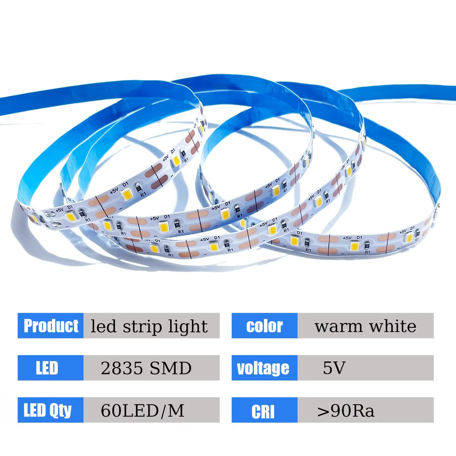 Flexibler LED-Streifen 2835 für TV-Hintergrundbeleuchtung und Schrankdekoration, warmweiß, 1 m Länge - Bild 3