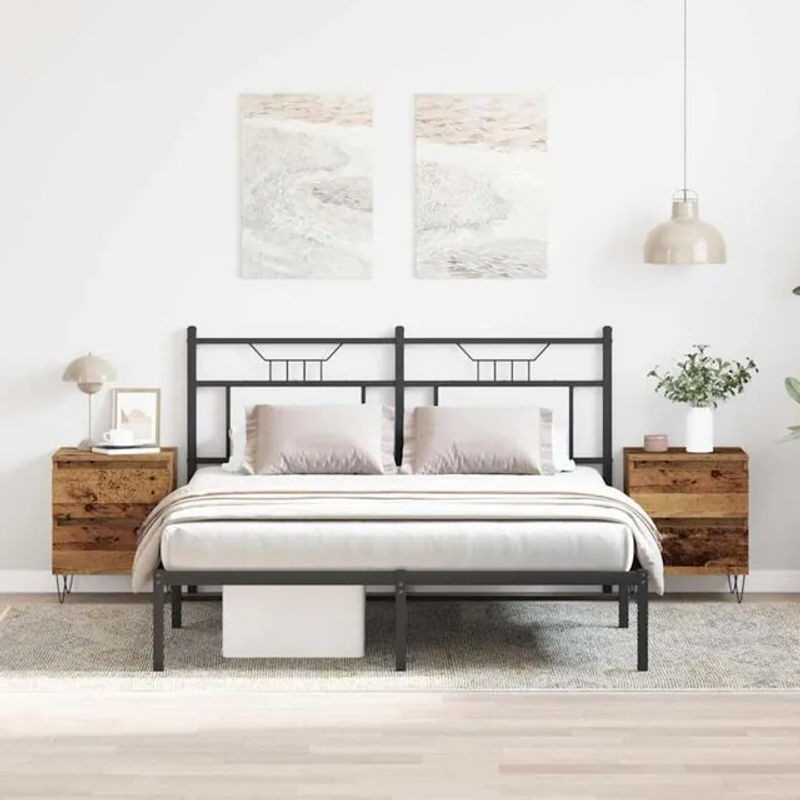 Set aus 2 Nachttischen vidaXL in Altholz-Optik, Braun, Modern Industrial Style, H x B x T: 50 x 40 x 35 cm - Bild 1