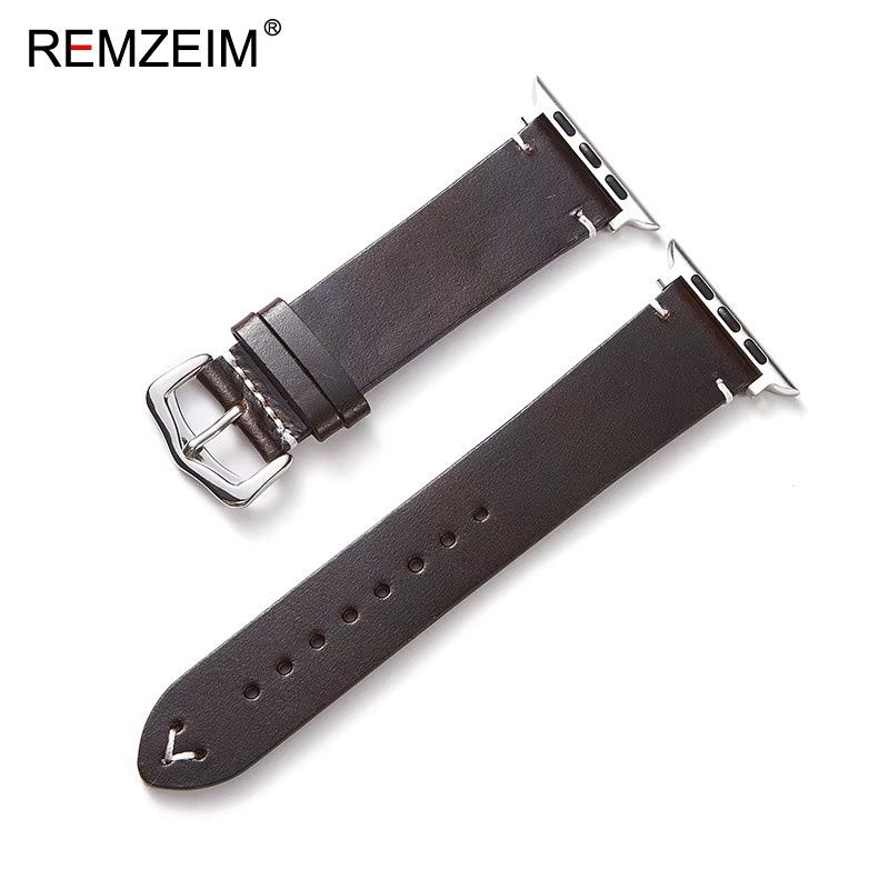 REMZEIM Uhrenarmband Leder, Schwarz, Herren - Bild 1