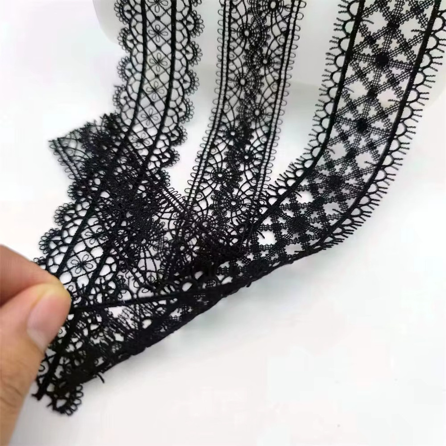 GAFABRIC Handgefertigte hohle Spitzenbänder für DIY Nähen und Kleiderdekoration in Weiß und Schwarz - Bild 2