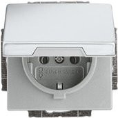 Busch-Jaeger Steckdose mit Klappdeckel aus Edelstahl in Grau und Silber - Bild 1