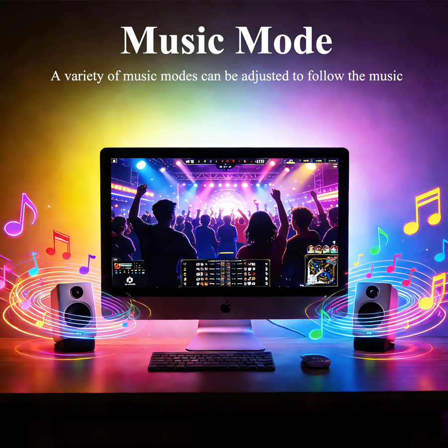 Skydimo Smart Ambient RGB LED Neon-Licht Set mit Bluetooth, Musik-Synchronisation und 24-Tasten Fernbedienung, USB-Anschluss, Multicolour - Bild 3