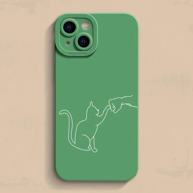 Yiran Silikon Handyhülle mit Katze und Hund High Five Muster für iPhone, stoßfest und weich, Grau - Bild 1
