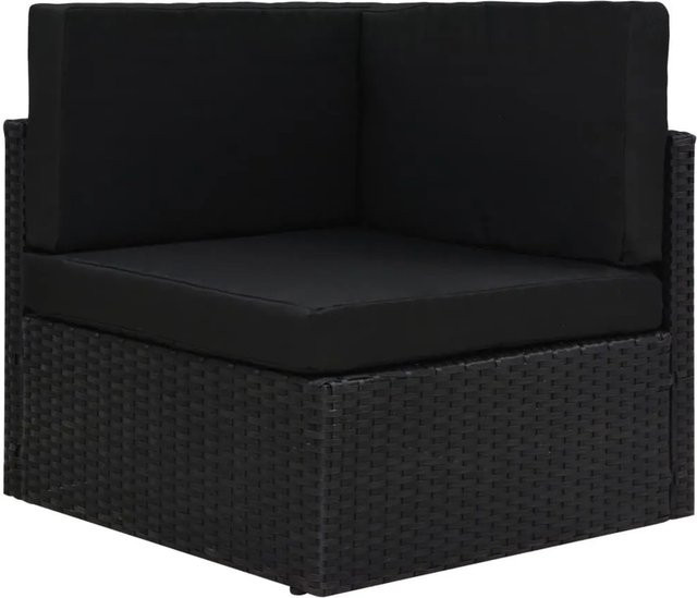 vidaXL Modulares Sofa-Eckteil aus Poly Rattan in Schwarz mit Stoffpolstern - Bild 1