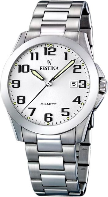Festina Herrenuhr, Quarz, Edelstahl, 40 mm, Weiß, 5 ATM - Bild 1
