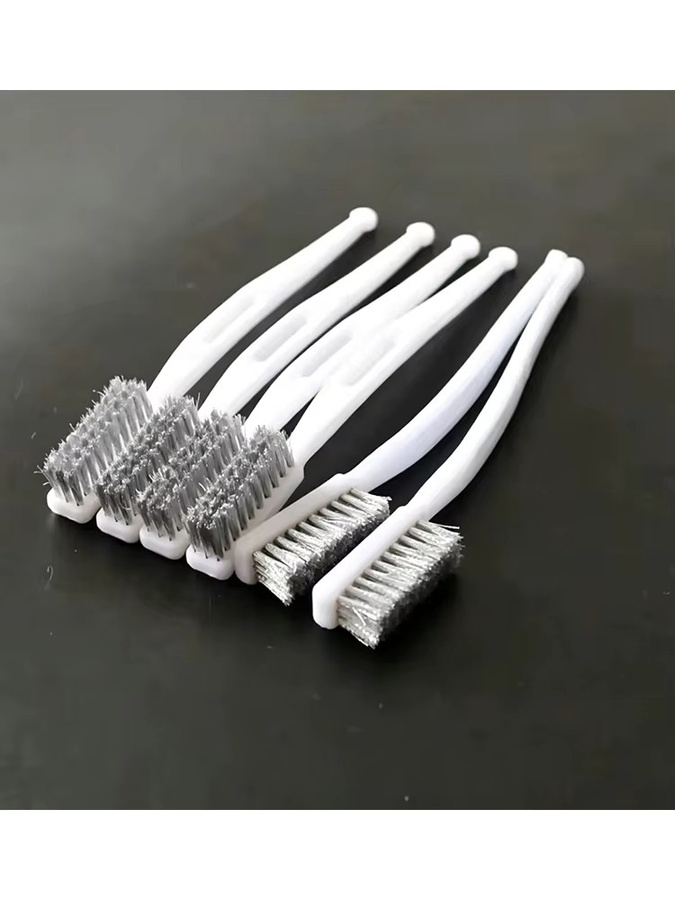 GUHE Mini-Drahtbürstenset aus Edelstahl in Silber und Weiß zum Entfernen von Farbe und Rost sowie zum Polieren von Metall und Reinigen von Graten - Bild 1