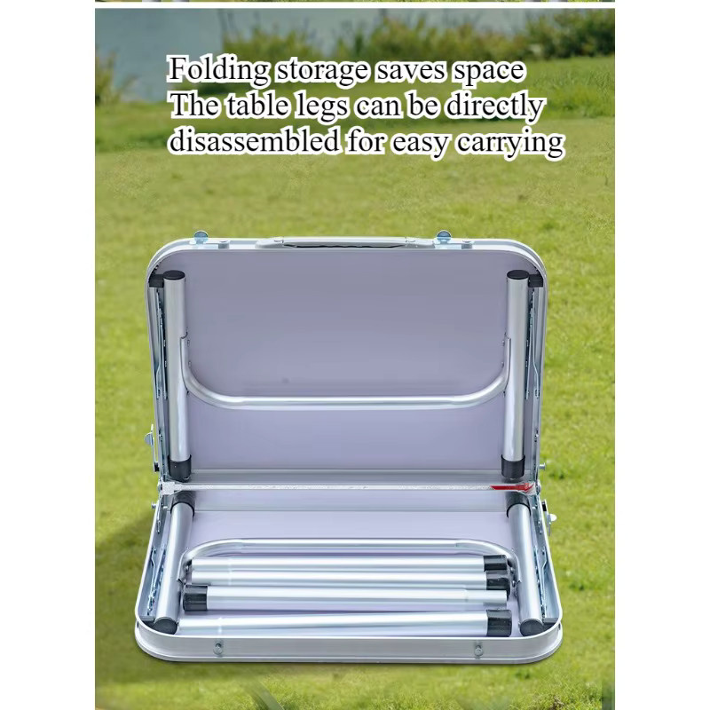 LIUSHADUOLA Höhenverstellbarer Klapptisch aus Aluminiumlegierung in Weiß für Outdoor, Camping und Garten - Bild 3