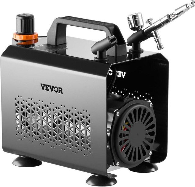 Buying Solutions MB Airbrush-Set mit 1/6 PS Luftkompressor, 1 Airbrush-Pistole und 3 Spitzen in Schwarz - Bild 1