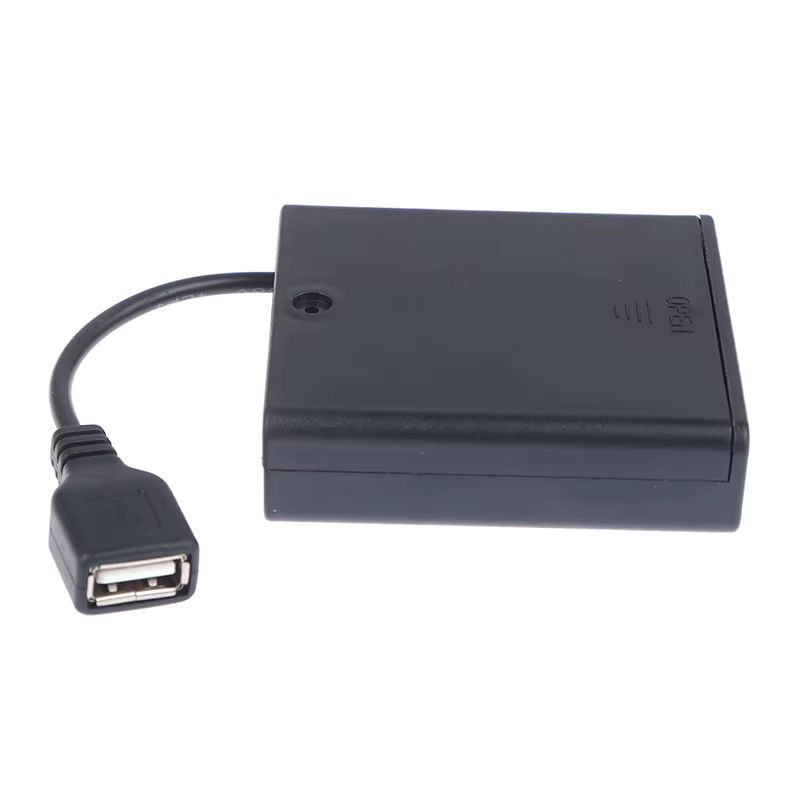 USB-Batteriekasten für 4 x AA Batterien mit Schalter und Abdeckung in Schwarz für 5 V LED-Streifenlichter - Bild 6