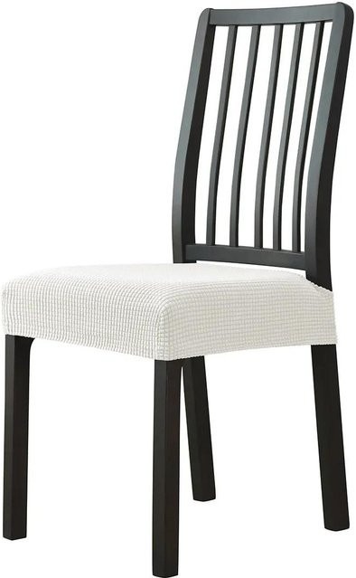 Rutschfester Jacquard Stuhlbezug in Weiß, elastischer Hockerbezug für moderne Stühle - Bild 1