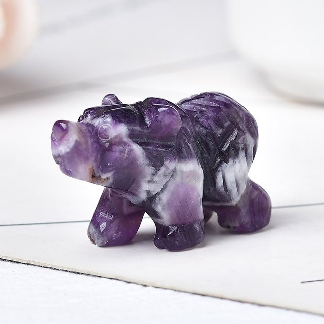 RYCRYSTAL Natürliche Kristall Bär Figur aus rotem Stein als Dekoration und Reiki Stein - Bild 1