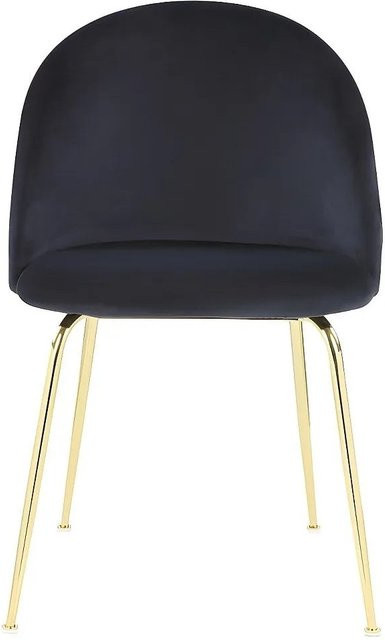 Vente-unique Stuhl Melbourne in Schwarz mit Samtbezug und Golddetails aus Metall, Breite: 50 cm - Bild 1