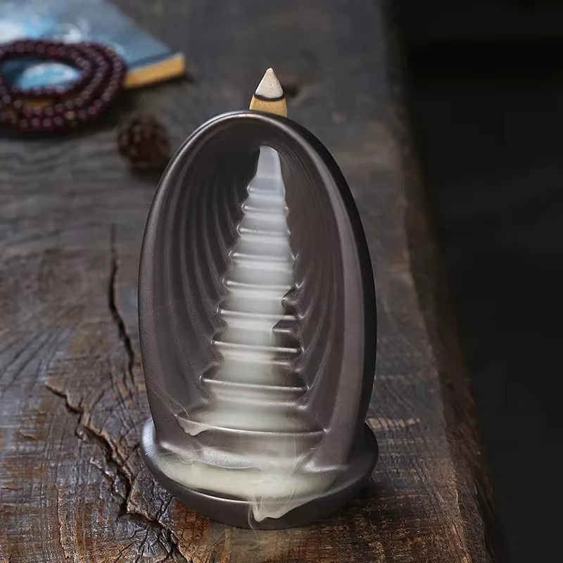 MINITAKING Wasserfall-Rückfluss-Räuchergefäß aus Keramik in Lila für Zen-Meditation und Aromatherapie - Bild 1