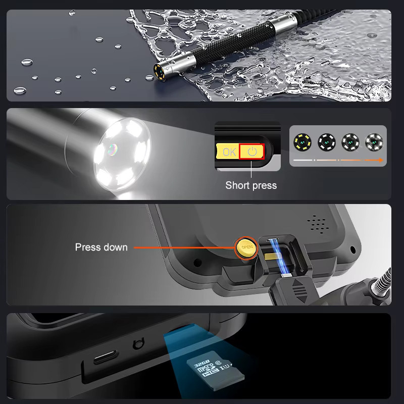 ENWOR 4-Wege-Gelenkendoskop mit 5 Zoll IPS-Bildschirm, 360 Grad Lenkkamera und All-Direction-Joystick, 6,2mm Wasserdicht, Schwarz - Bild 4