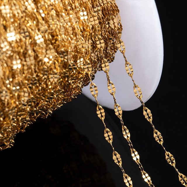 MINGXUAN Kette, Edelstahl, Gold, Unisex, 2 Meter - Bild 1