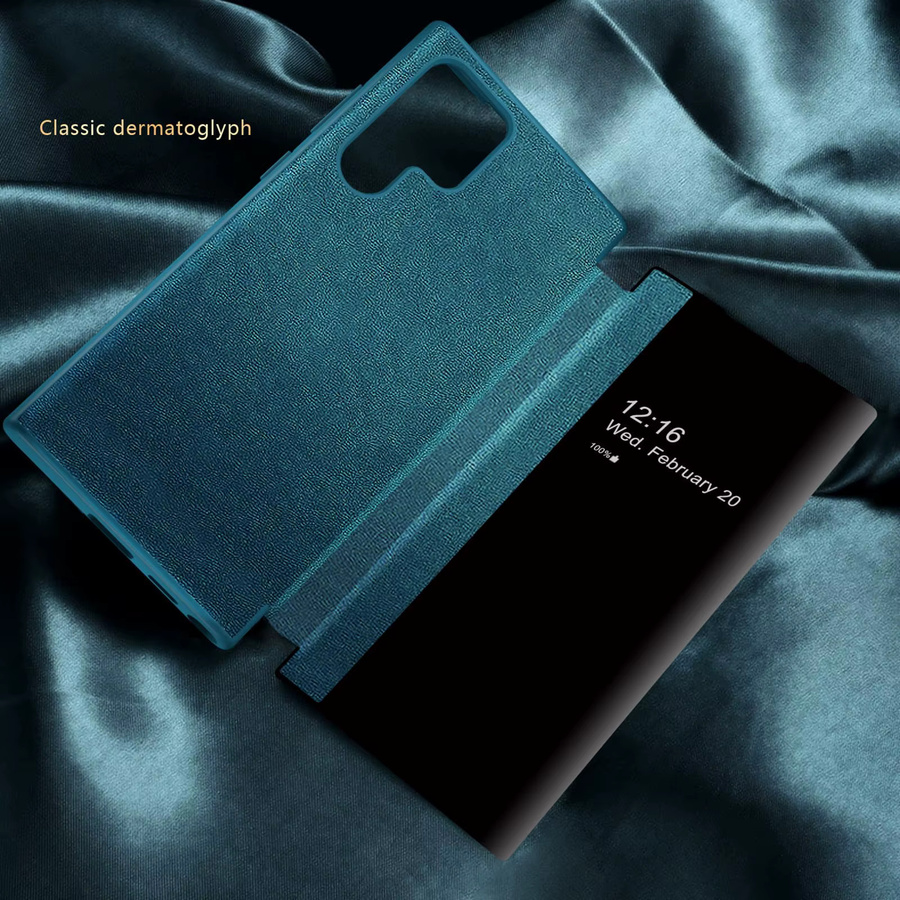 Smart Clear View Flip Case für Samsung Galaxy S25 Ultra, S25 Plus und S25 in Schwarz, schlanke Lederhülle mit stoßfestem Schutz und transparenten Elementen - Bild 2