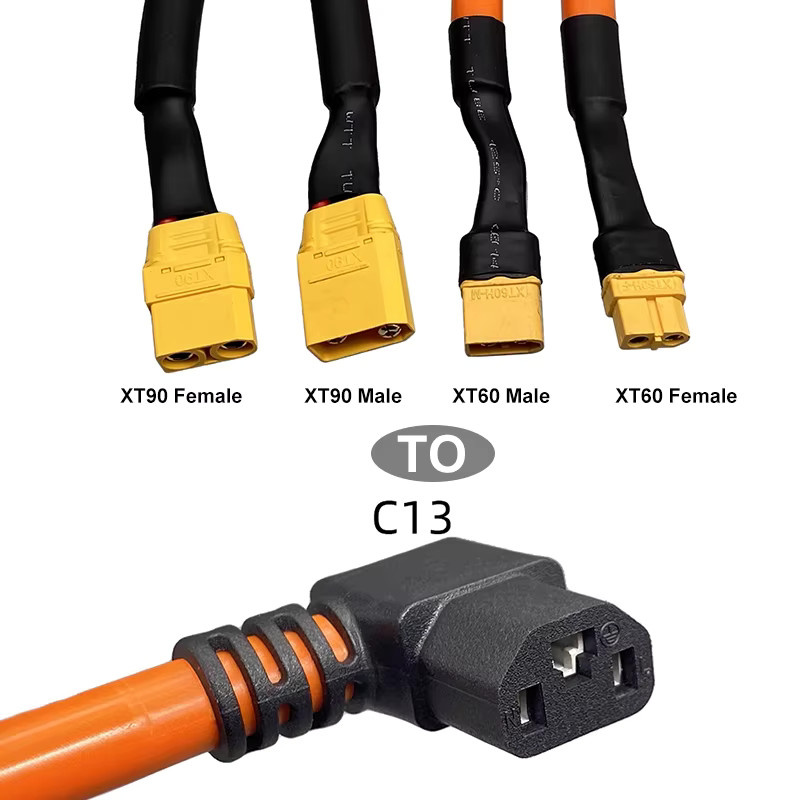 DIVEDEER 3-Pin auf XT60/XT90 zu C13 Lithium-Batterie-Ladestecker Hochstrom-Verbinder mit gebogenem Kopf für Elektrofahrzeuge 45A - Bild 3