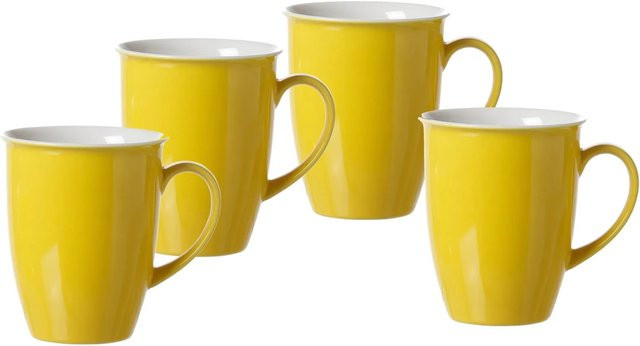 Ritzenhoff & Breker Doppio Kaffeebecher aus Porzellan 4er Set 320 ml in Gelb, Anthrazit und Rot - Bild 1
