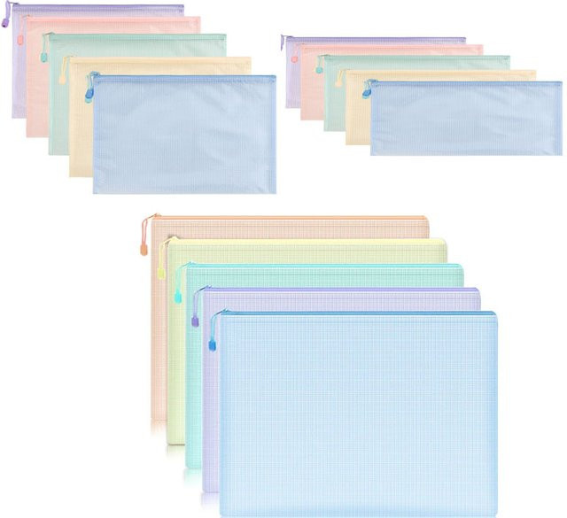 5 Stück wasserdichte Mesh-Reißverschlusstaschen aus Kunststoff in Rot für A4, A5 und A6 Dokumentenaufbewahrung - Bild 1